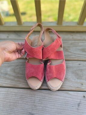 Suede Slingback Espadrille Sandals in Coral - Women’s Comfort